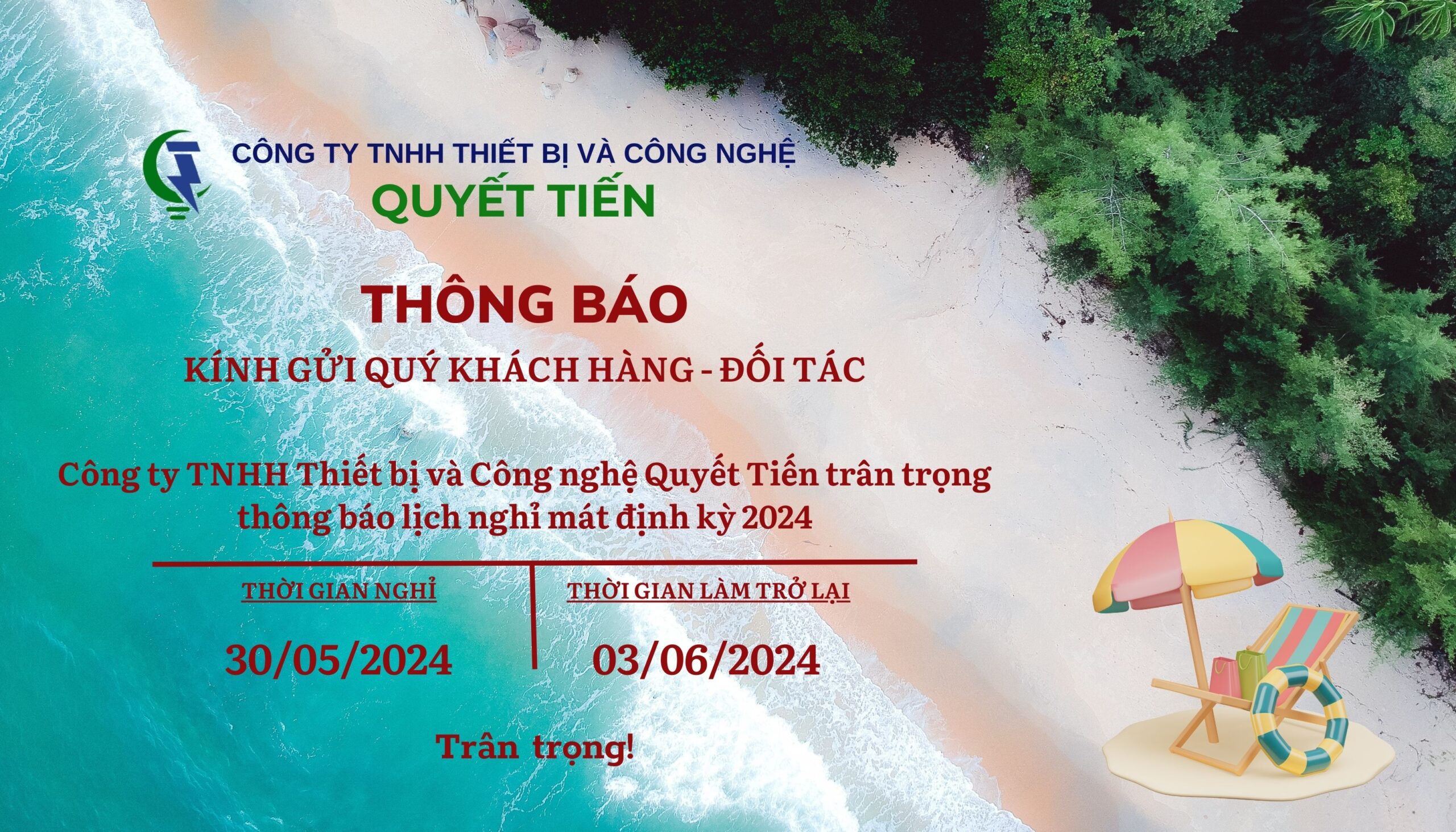 thông báo lịch nghỉ mát định kỳ 2024