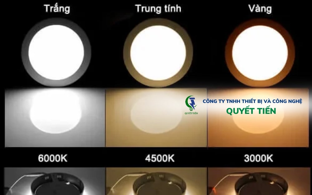 Sản phẩm đèn LED ốp trần đổi màu được thiết kế có 3 chế độ màu sắc khác nhau: trắng, vàng và trung tính.