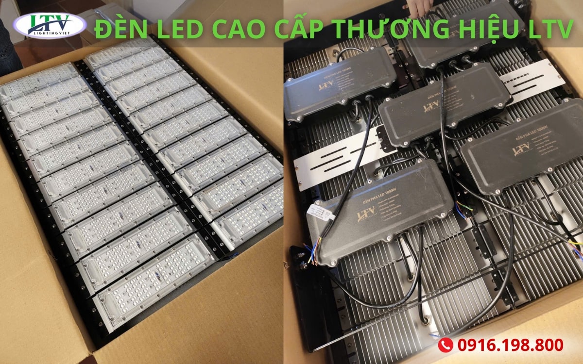 Lô pha 1000W lắp sân bóng cty Xã Tân Trường