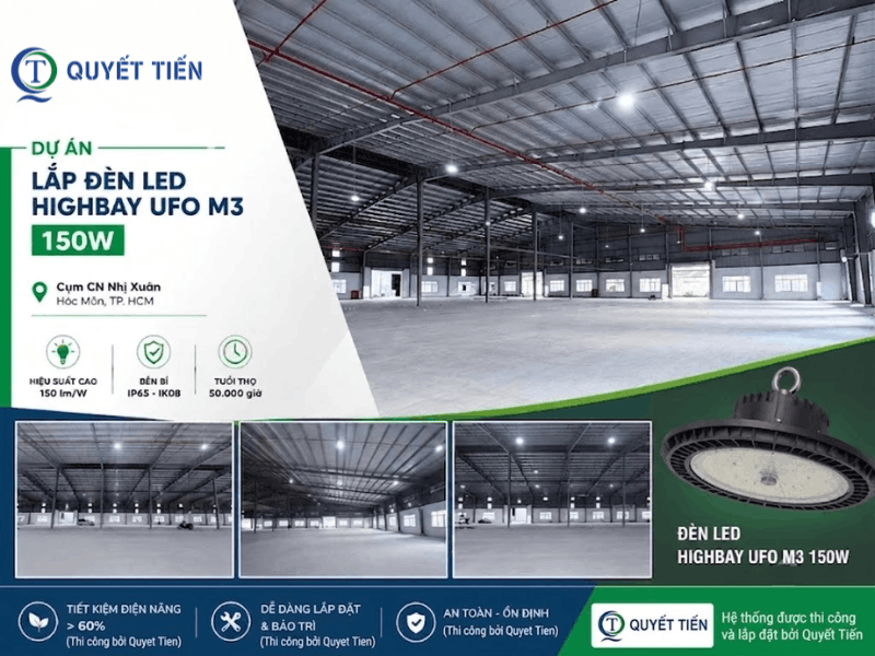 dự án lắp đèn LED Highbay UFO M3 150W