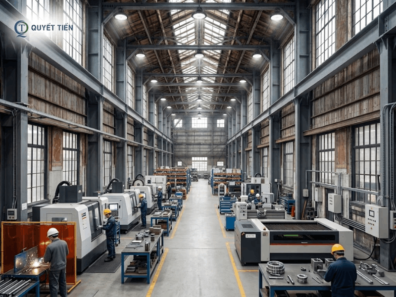 Nhà máy sau khi nâng cấp đèn LED Highbay