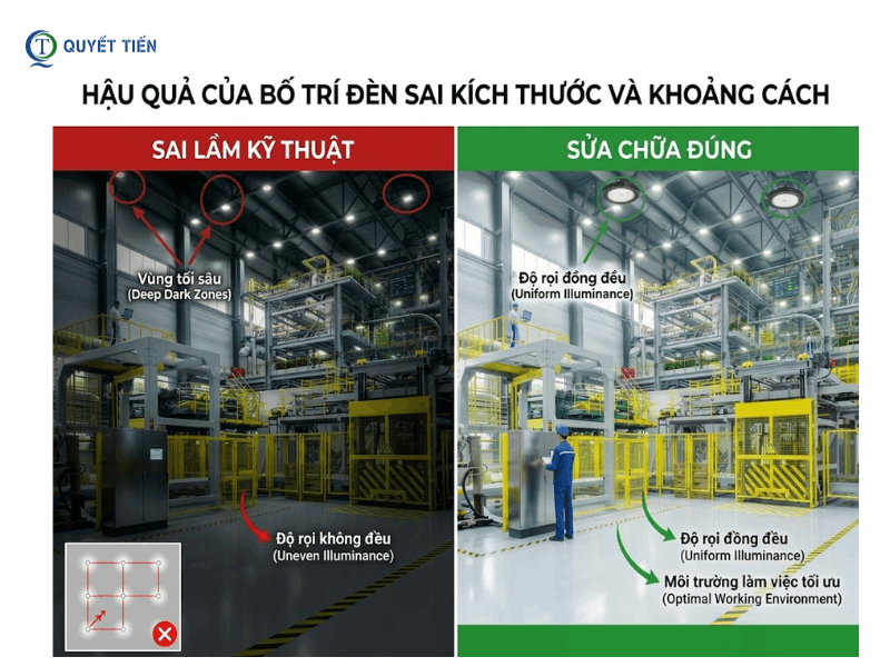 Ví dụ minh họa bố trí đèn sai