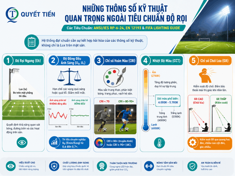 Các thông số chiếu sáng sân thể thao