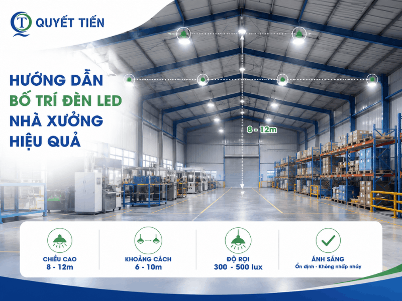 Bố trí đèn LED nhà xưởng hiệu quả