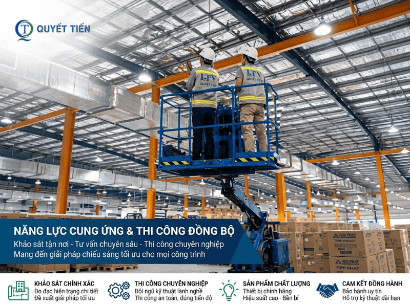 Quyết Tiến cung cấp thi công đồng bộ đèn công nghiệp